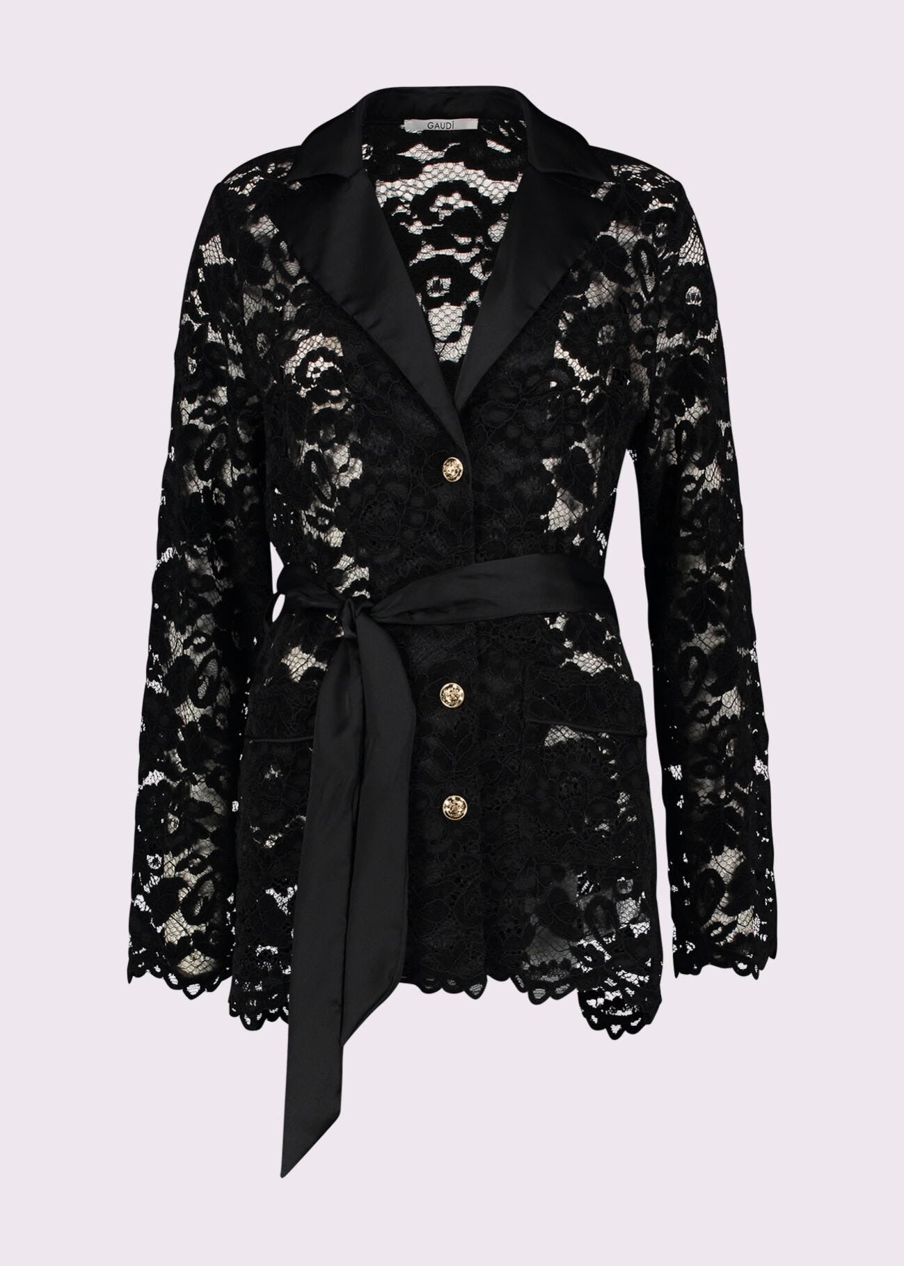 Gaudì Giacca in Pizzo con Trasparenze Nero