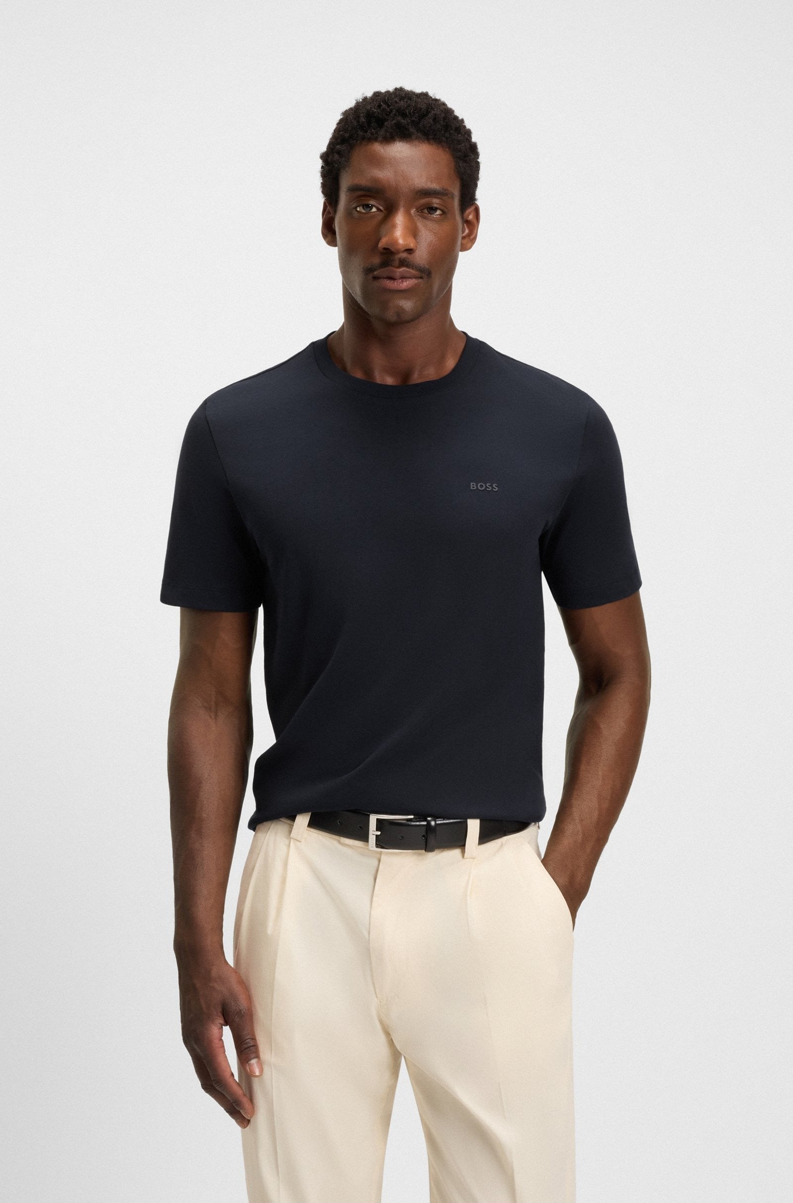 Boss T-shirt in Jersey di Cotone con Logo