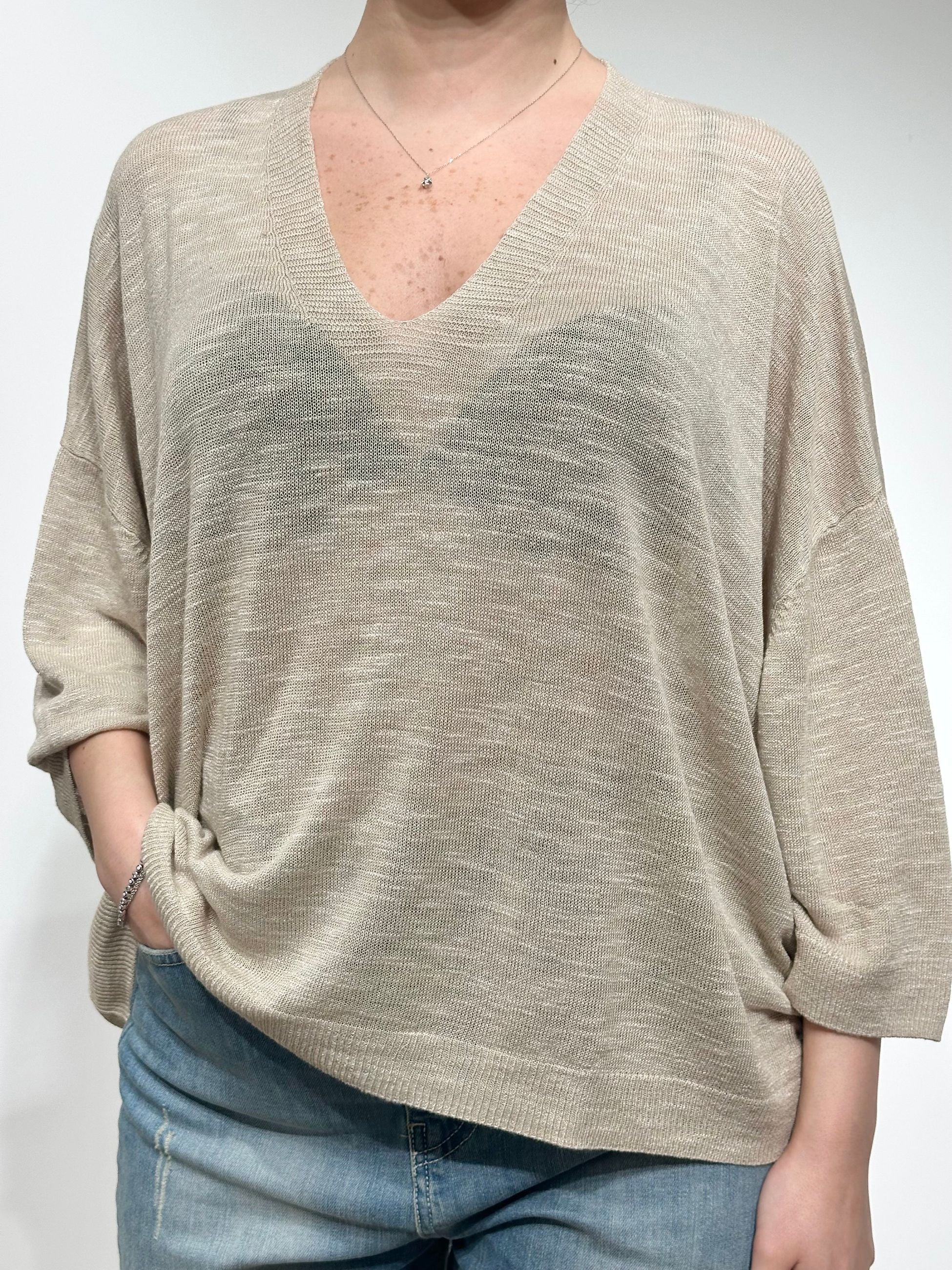 Le Streghe Maglia con Scollo V 
Beige