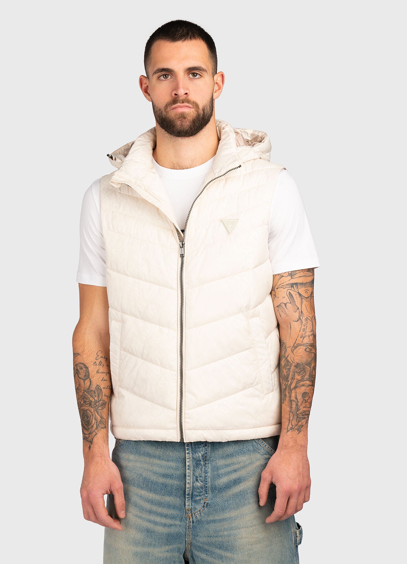 Guess Gilet Smanicato Imbottito con Logo