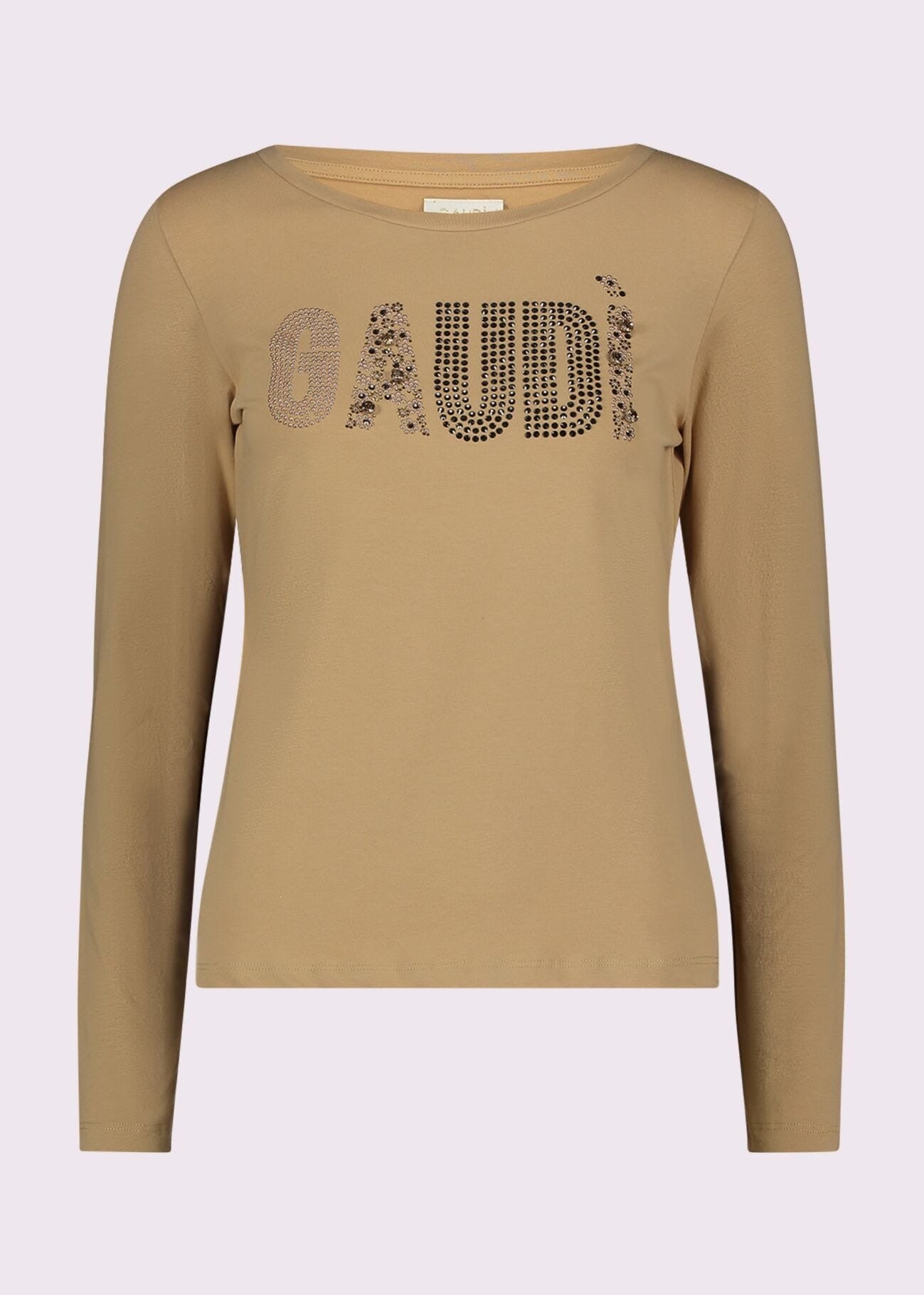 Gaudi T-shirt in Jersey con Strass e Borchie Beige