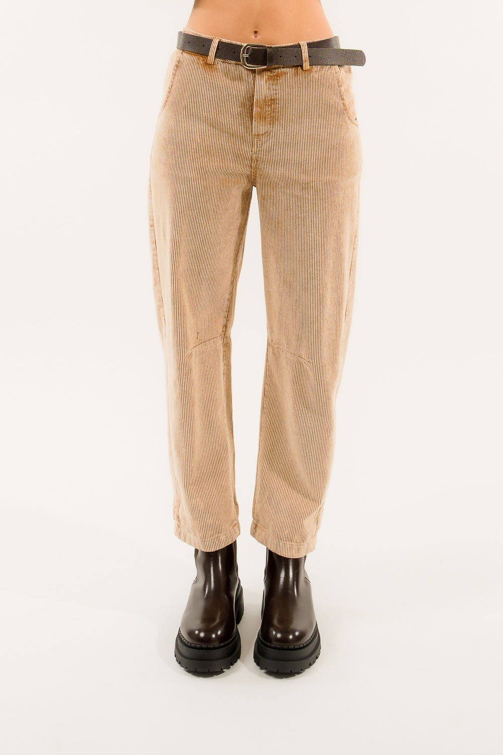 Kontatto Pantaloni in Velluto a Coste con Taglio Sagomato Beige