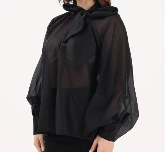 Vicolo Blusa con Fiocco e Manica a Sbuffo