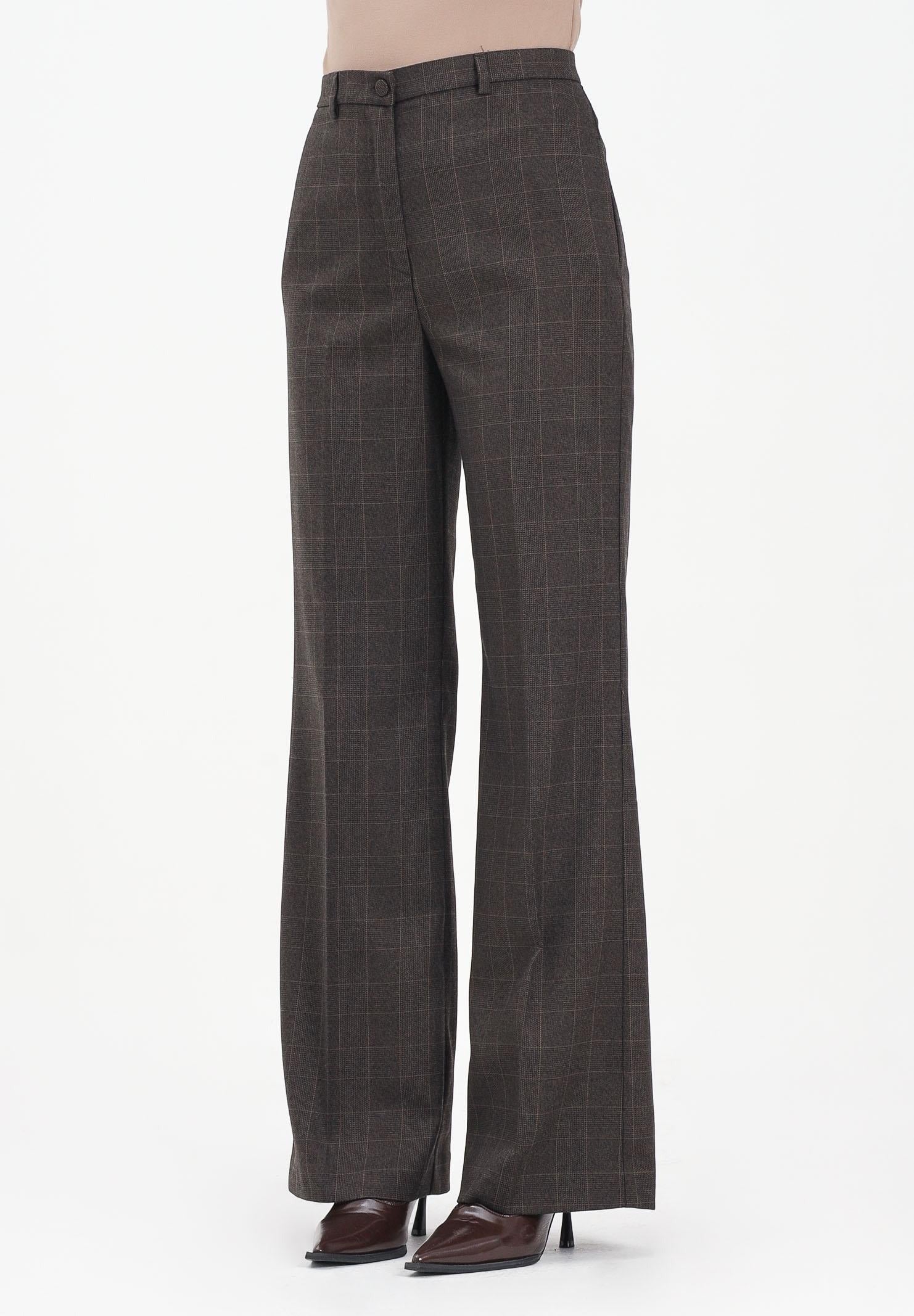 VICOLO Pantalone elegante con Motivo a Quadri Marrone