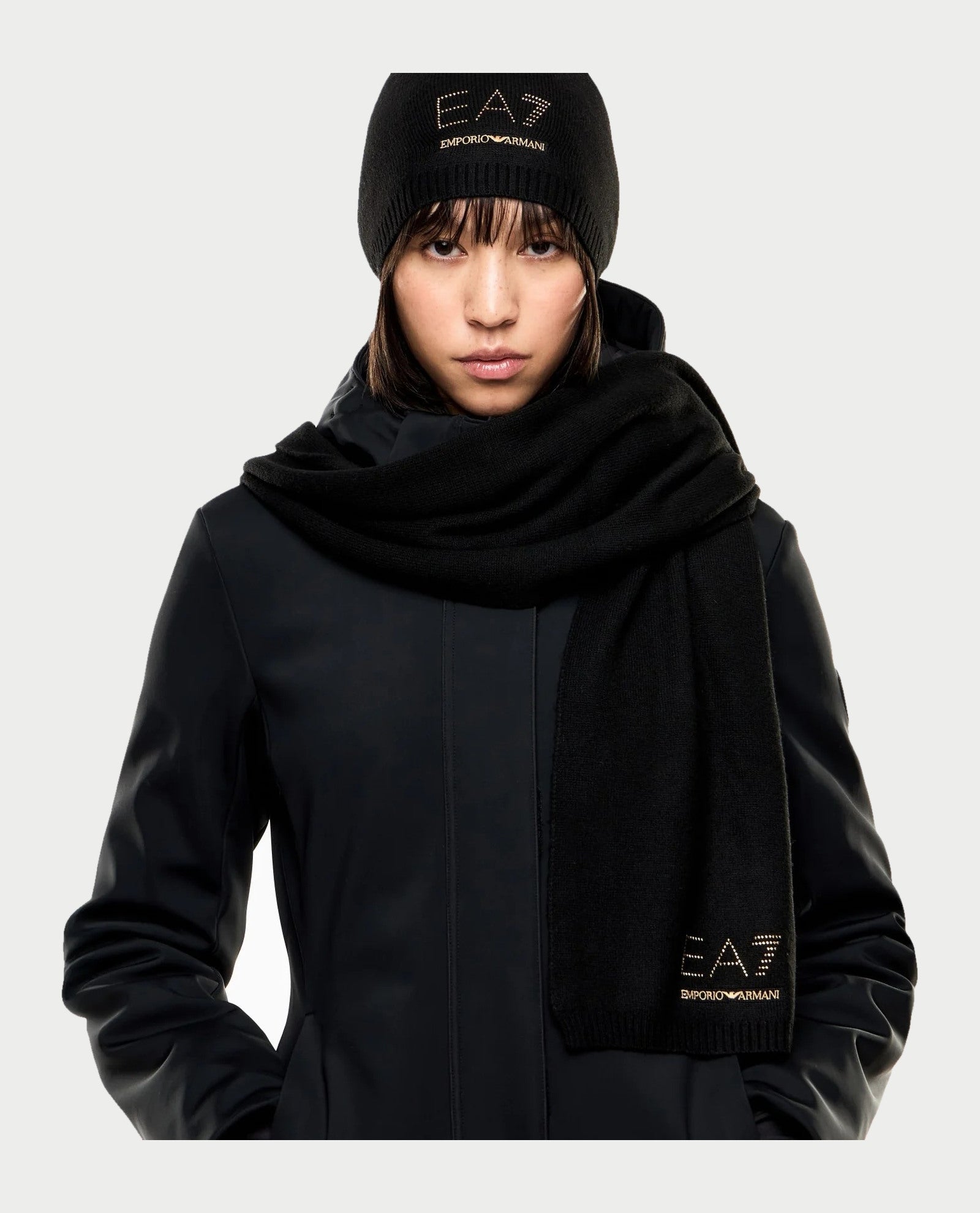 Armani EA7 Set Berretto e Sciarpa Evolution in Maglia con Logo