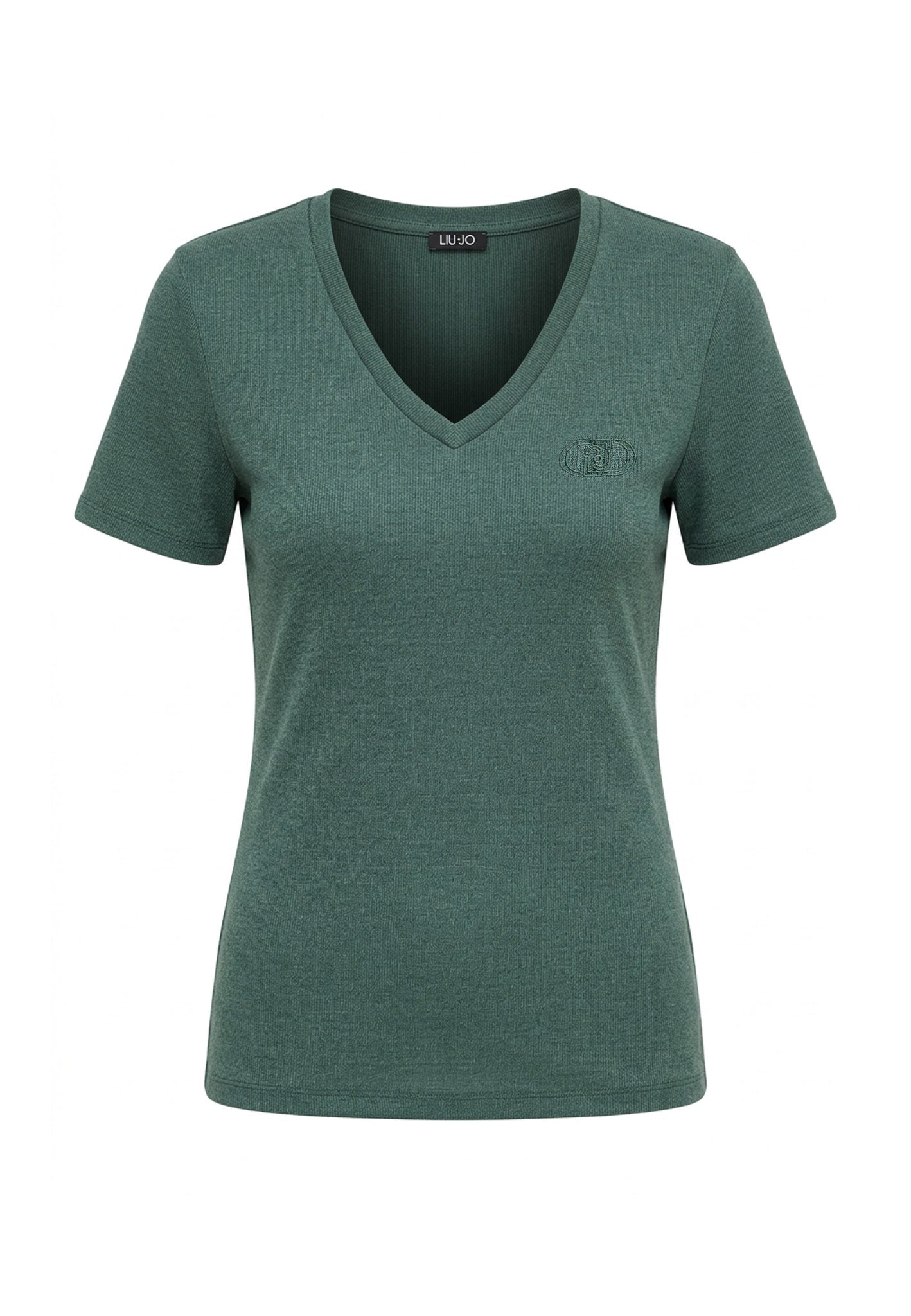 Liu Jo T-shirt Manica Corta con Scollo a V e Logo