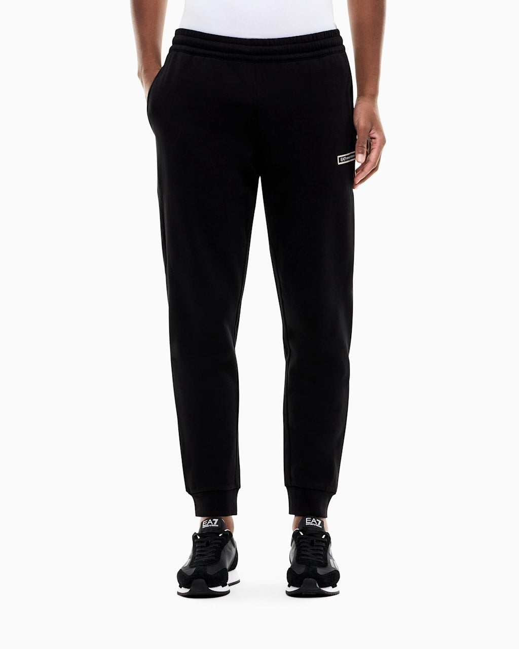 Armani EA7 Pantaloni Logo Series Slim con Bande Laterali Nero