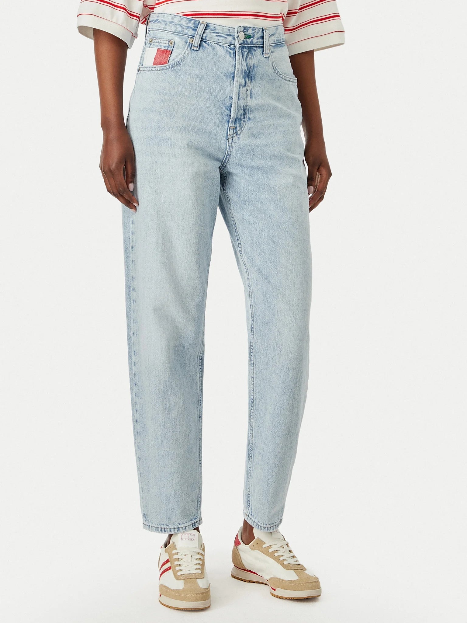 Tommy Hilfiger Mom Tapered a Vita Alta Blu Chiaro