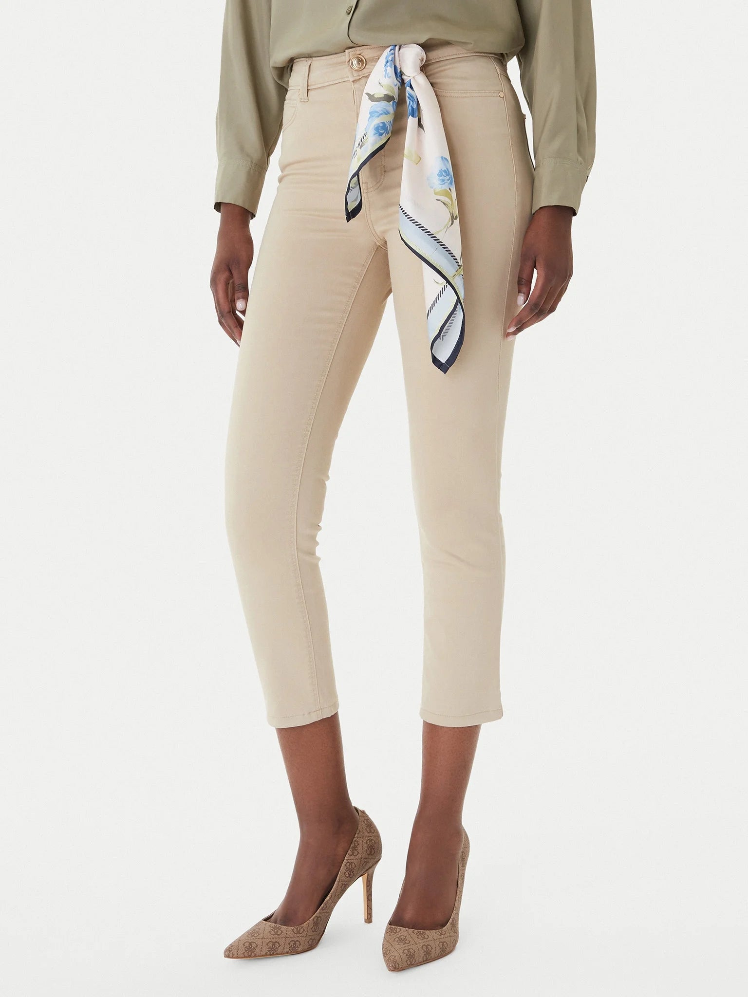 Guess Pantalone Capri Skinny con Foulard in Vita