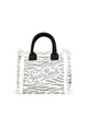 MC2 SAINT BARTH Borsa Vanity  Strass Zebra in Canvas con Frange Bianco Nero