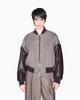 Armani Exchange Bomber in Misto Lana Spigato con Maniche a Contrasto Marrone