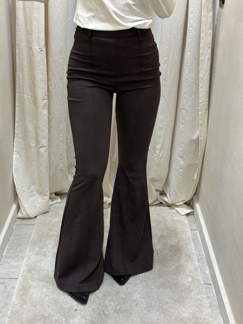 Haveone Pantalone Maxi Zampa Vita Alta Marrone