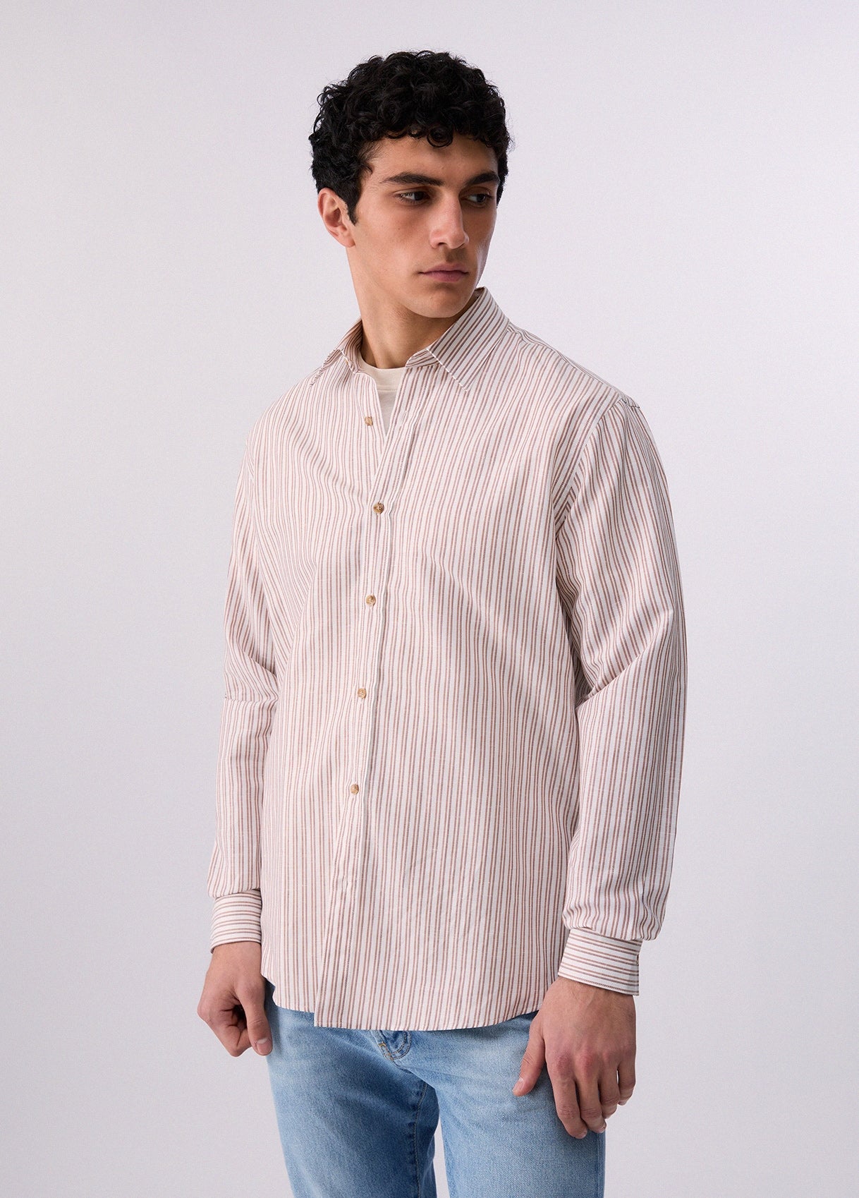 Liu Jo Camicia Manica Lunga a Righe Beige