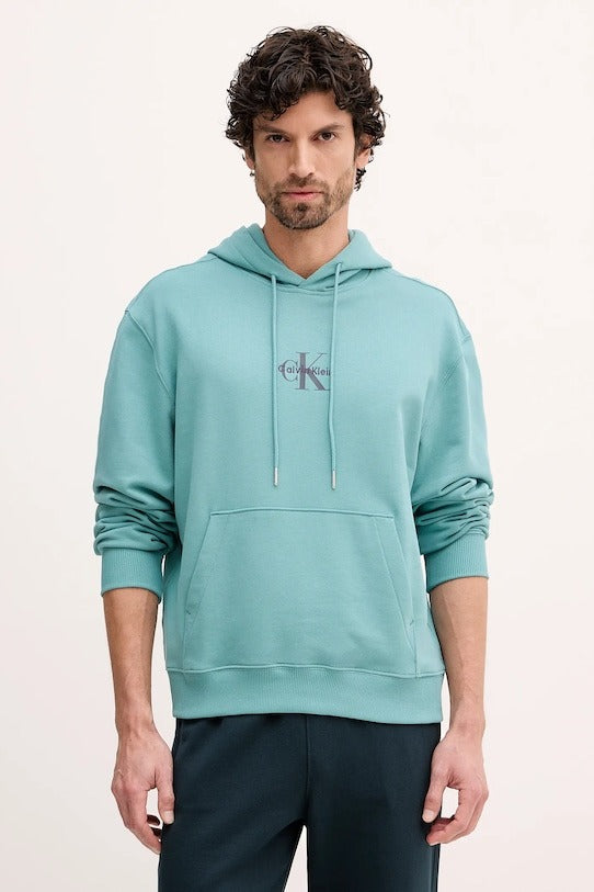 Calvin Klein Felpa con Cappuccio e Monogramma in Spugna di Cotone