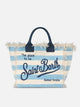 MC2 SAINT BARTH Borsa Vanity regular in Canvas a Righe Orizzontali Azzurre