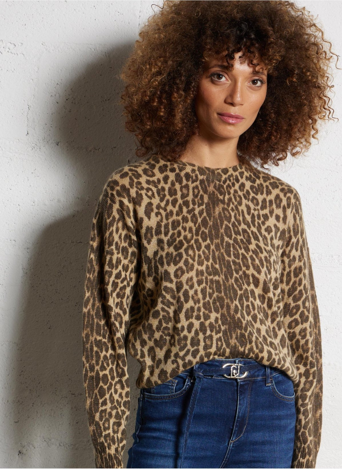 Liu Jo Maglia Maculata Misto Lana Marrone