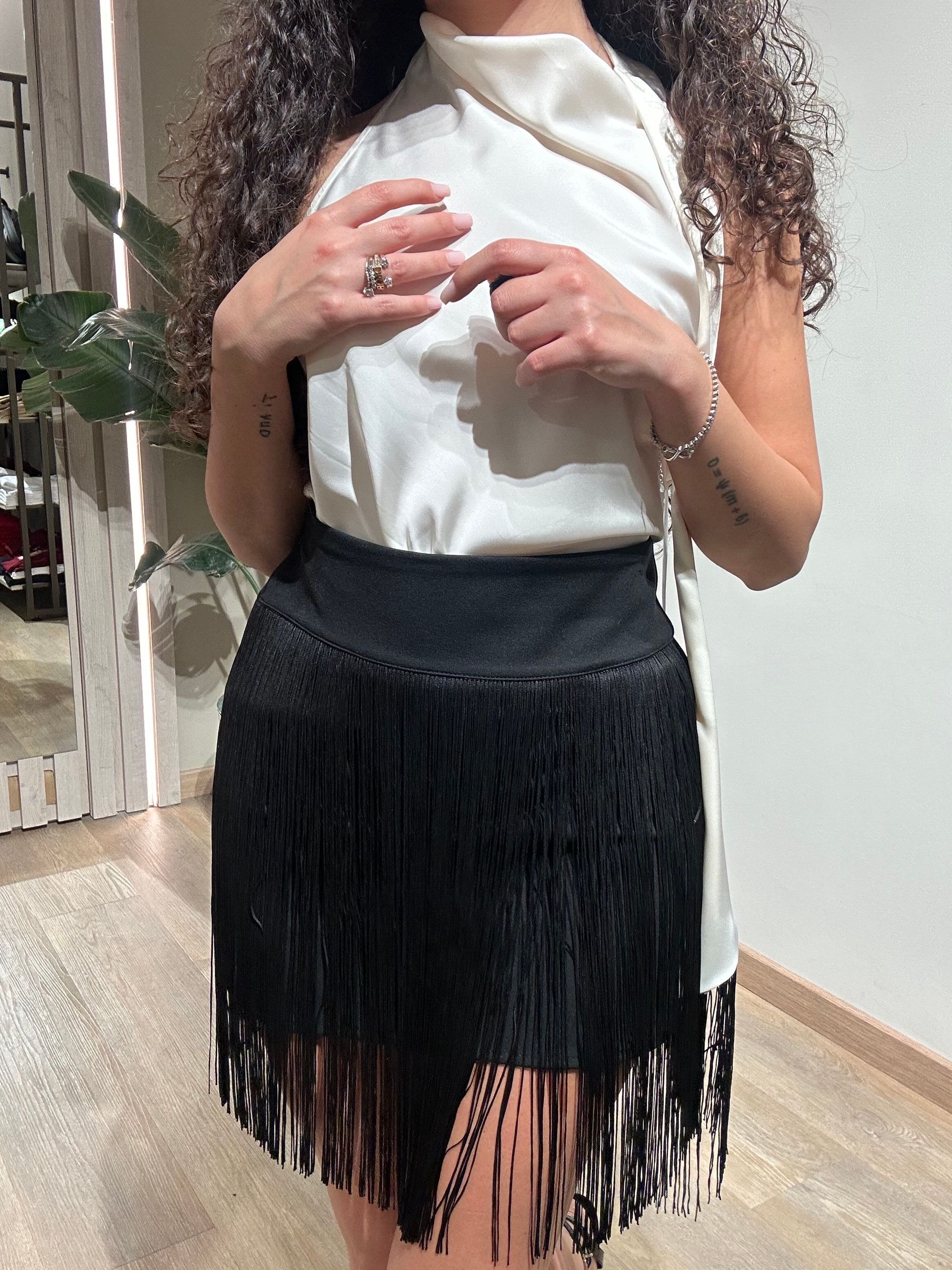 Le Streghe Gonna Mini con Frange Nero