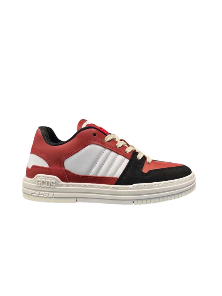 GCDS Sneakers in pelle e Camoscio Rosso Nero