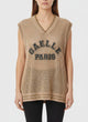 Gaelle Paris Canotta Over In Maglia con Filamenti in Lurex Beige