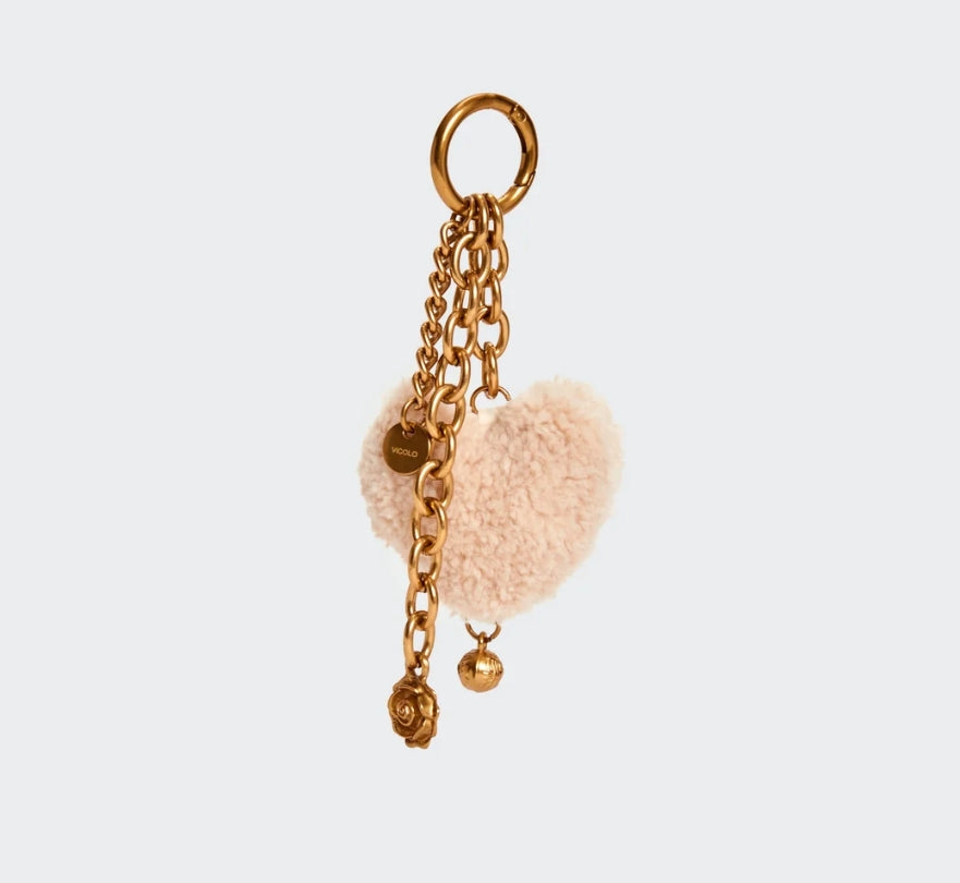 Vicolo Portachiavi Charms con Cuore Teddy Beige