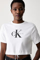 Calvin Klein La T-shirt Elegante Crop Top in Cotone Bianca