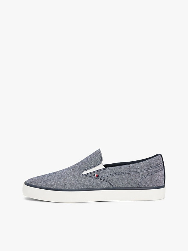 Tommy Jeans Sneakers Slip on in Chambray di Lino Blù