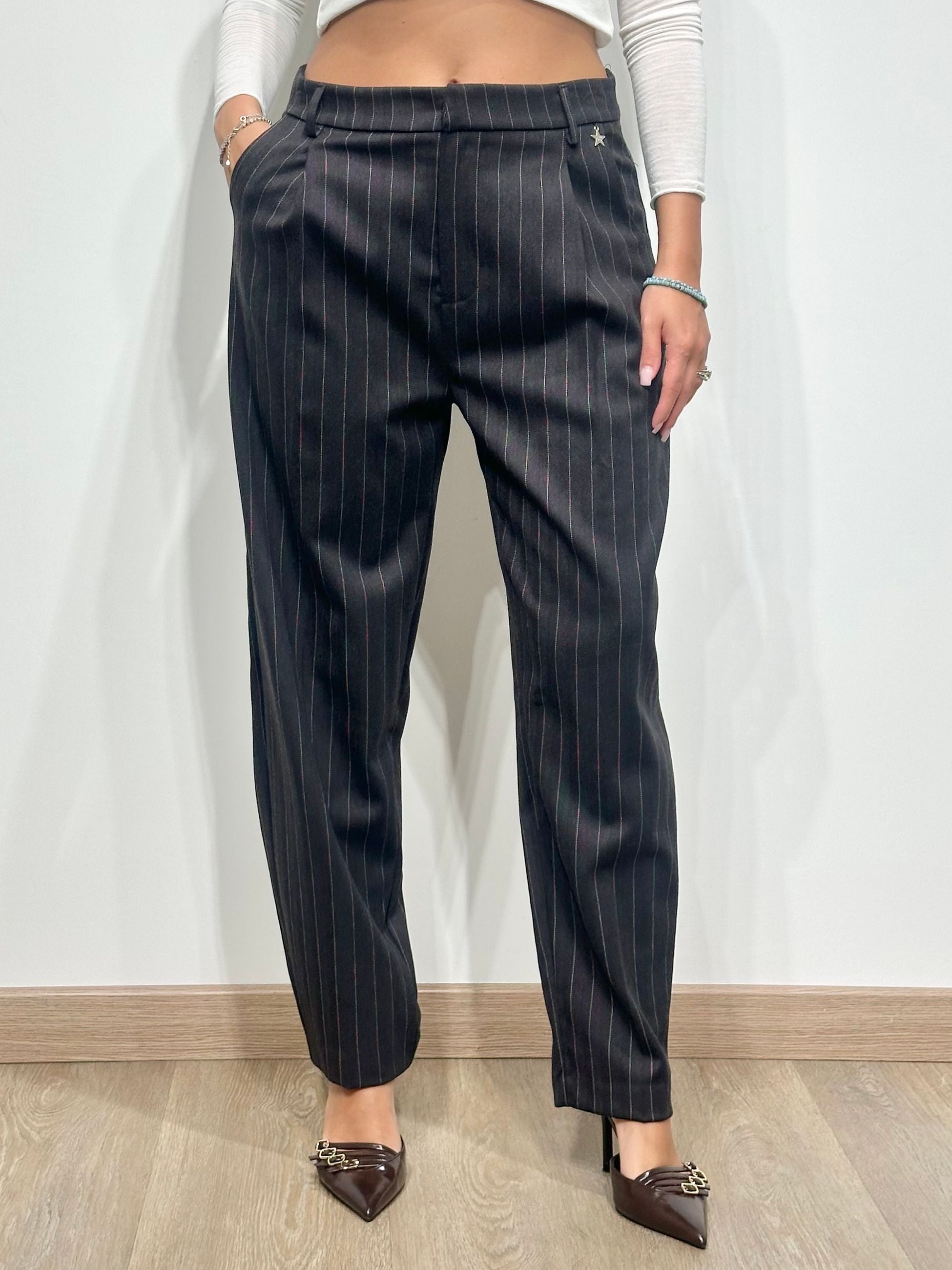 Souvenir Pantalone Gessato Marrone