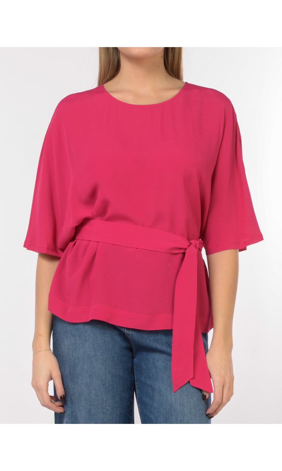 Liu Jo Blusa Stile Kimono con Fusciacca Fuxia