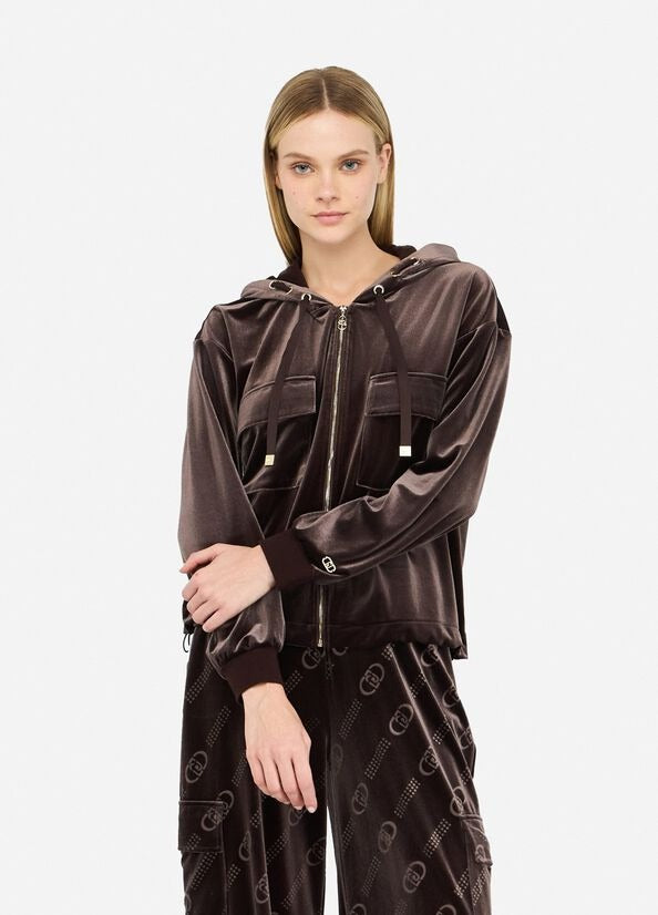 Liu Jo Felpa in Ciniglia con Cappuccio Marrone