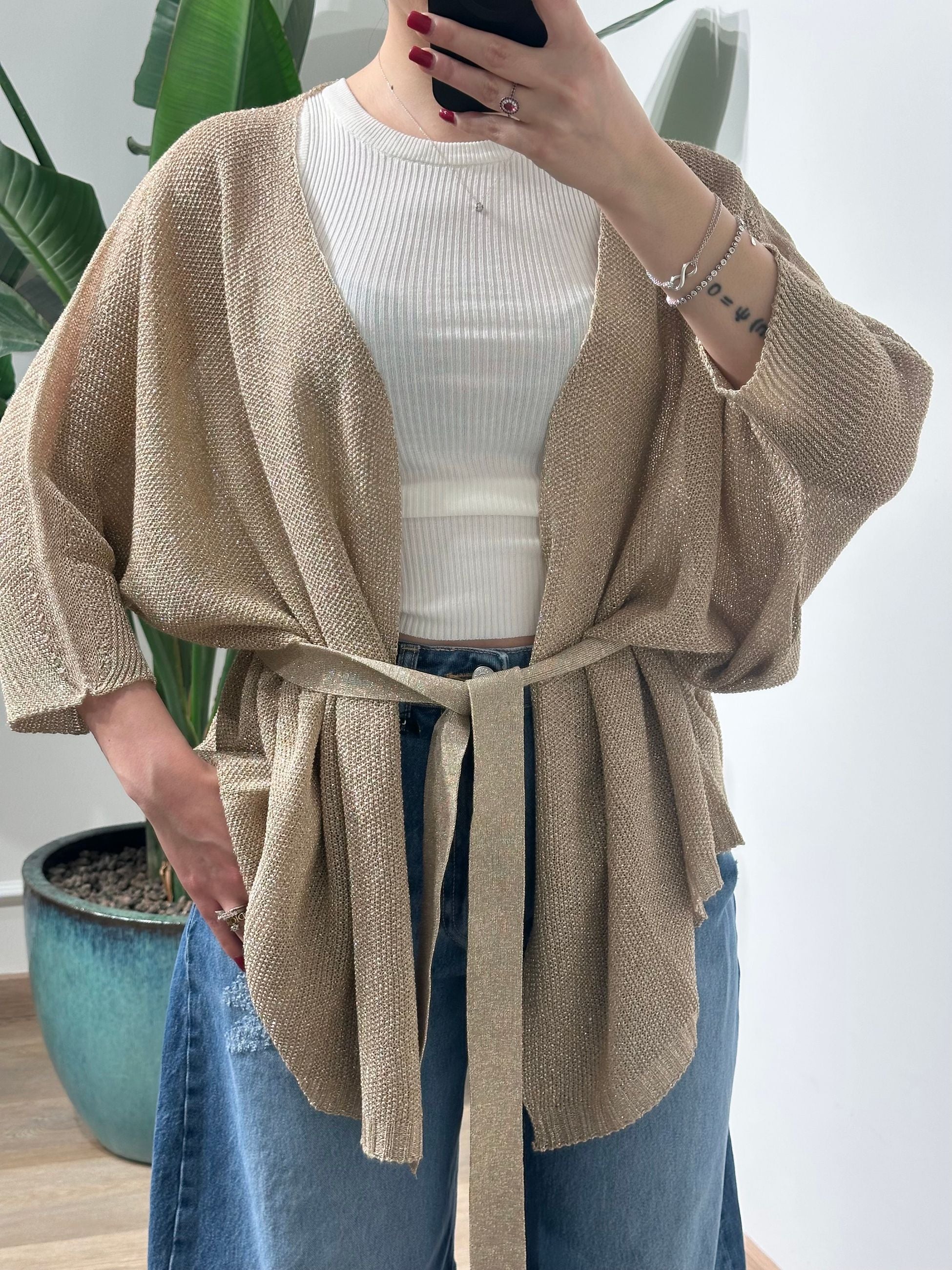 Kontatto Coprispalle Traforato Lurex Oro