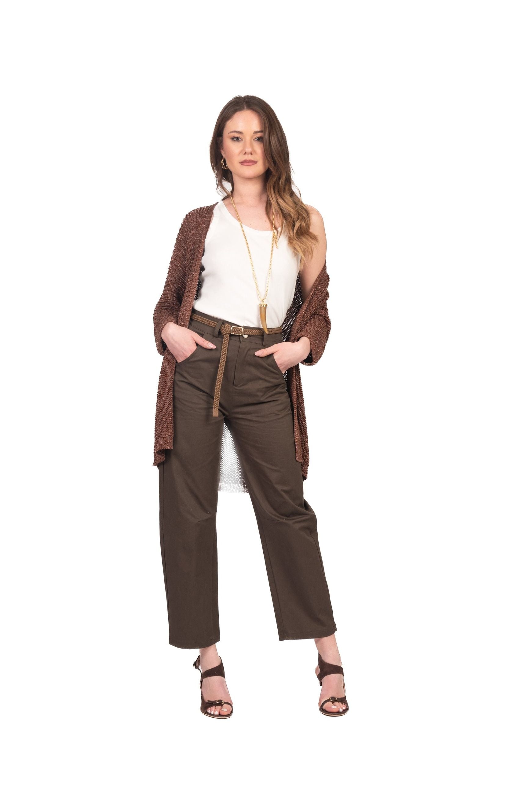 Vicolo Cardigan Senza Bottoni con Filo Lurex