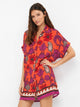 Gisela Camicia Leggera con Stampa Floreale Tropicale Arancione Viola