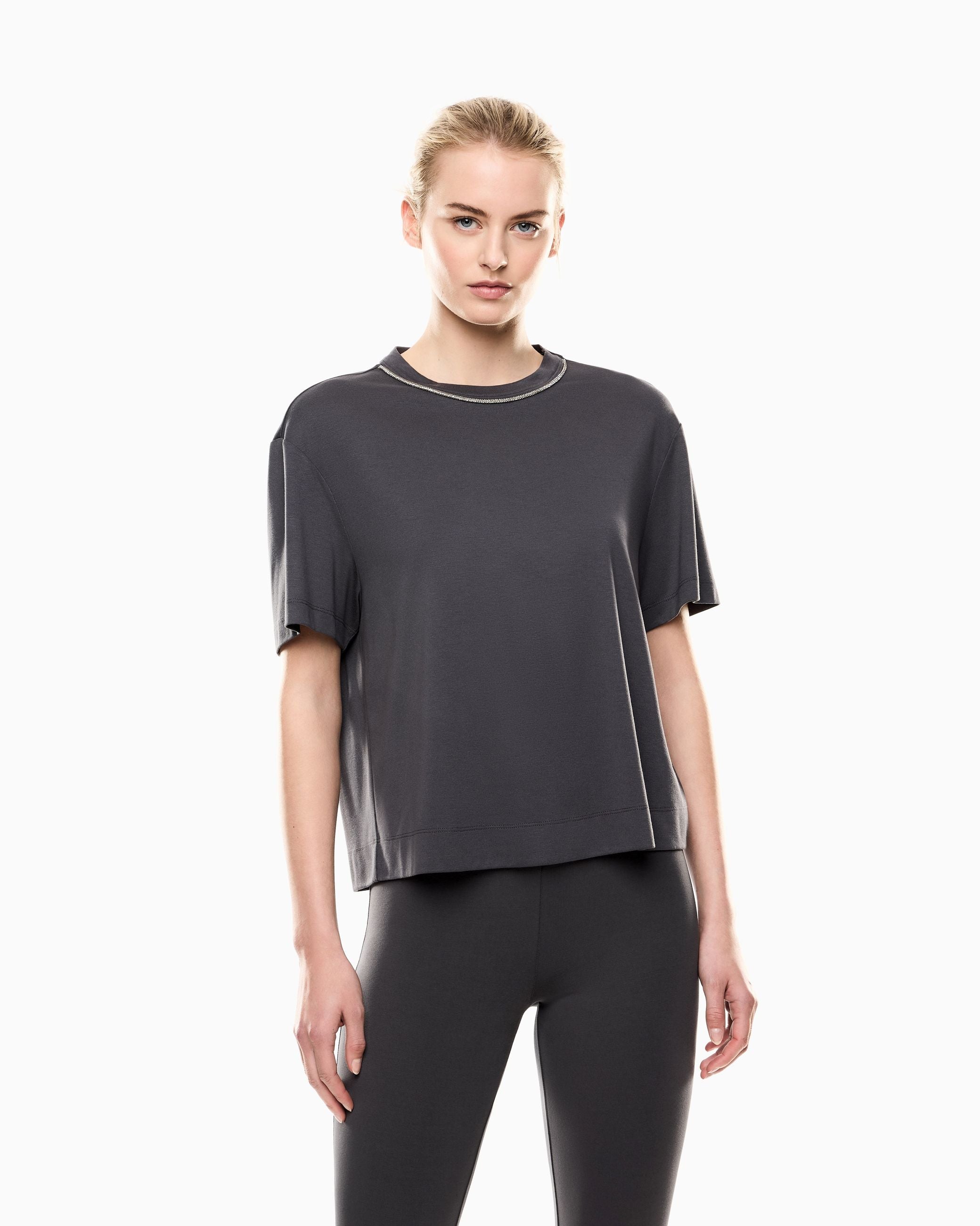 Armani EA7 T-shirt Girocollo Precious in Misto Viscosa
