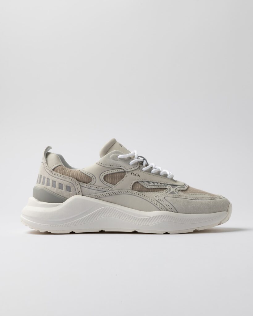 D.A.T.E. Fuga Hf Natural Sneakers in Mesh e Pelle Beige
