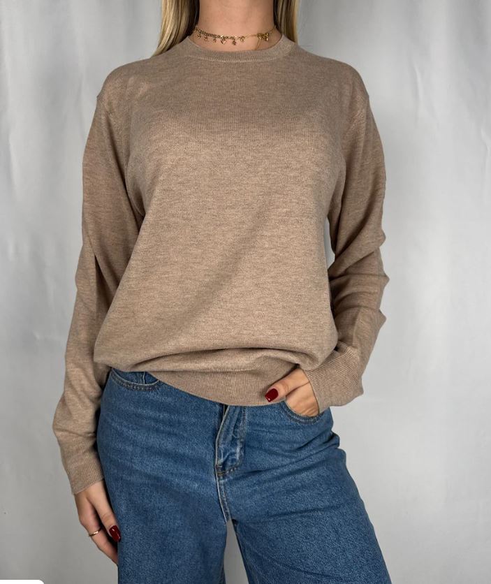 Vicolo Maglia Girocollo Manica Lunga in Lana