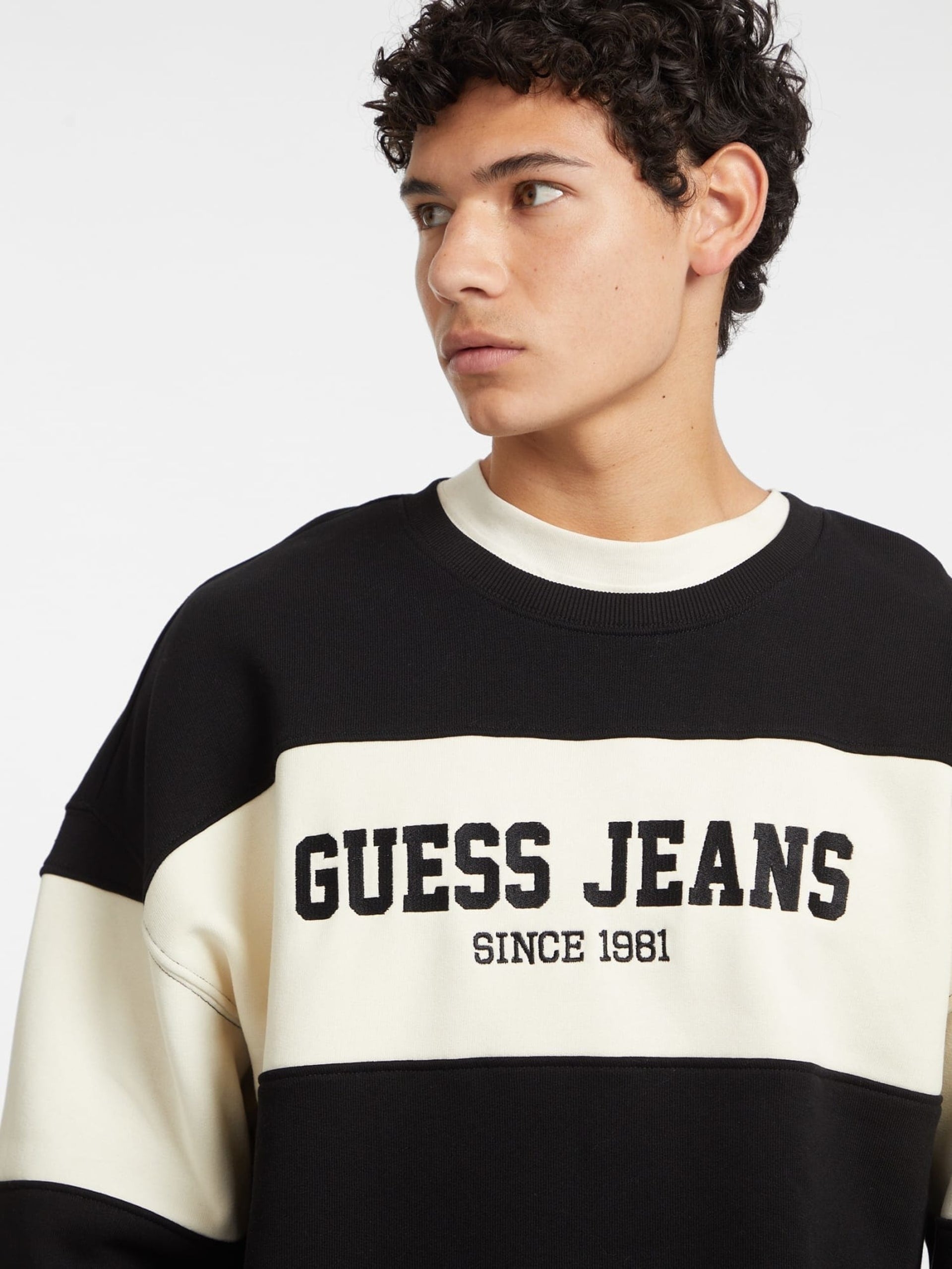 Guess Jeans Felpa Girocollo con Riga Orizzontale
Beige