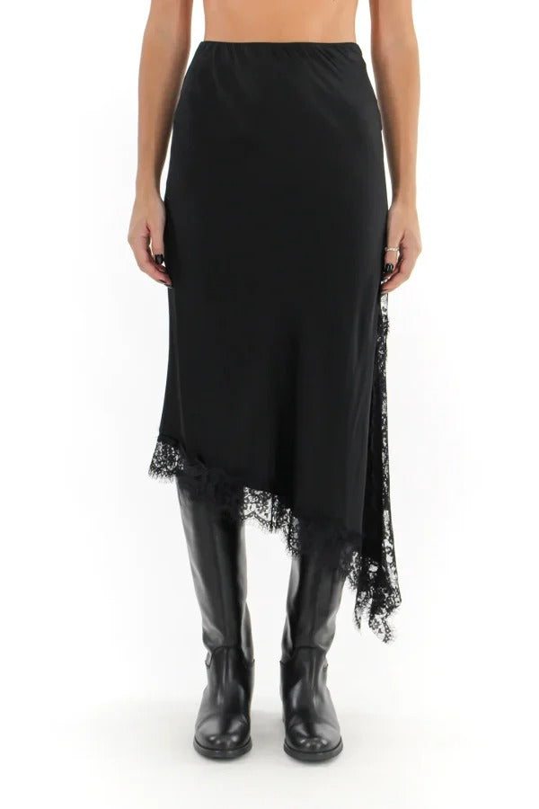 Vicolo Gonna Asimmetrica Satin e Pizzo