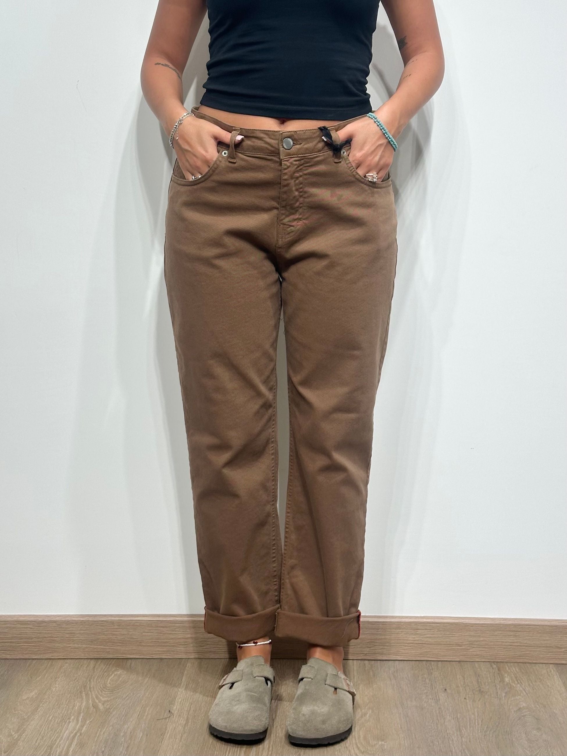 Le Streghe Pantalone in Drill di Cotone Baggy