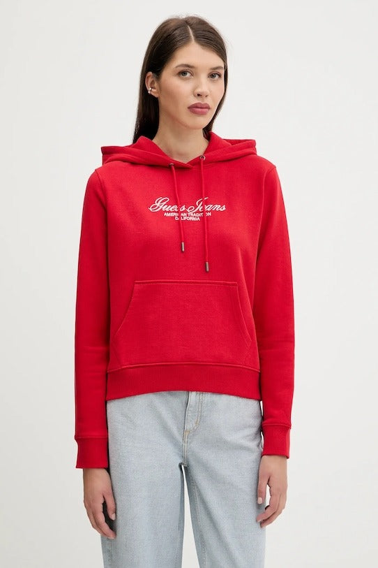 Guess Jeans Felpa in Cotone Rosso