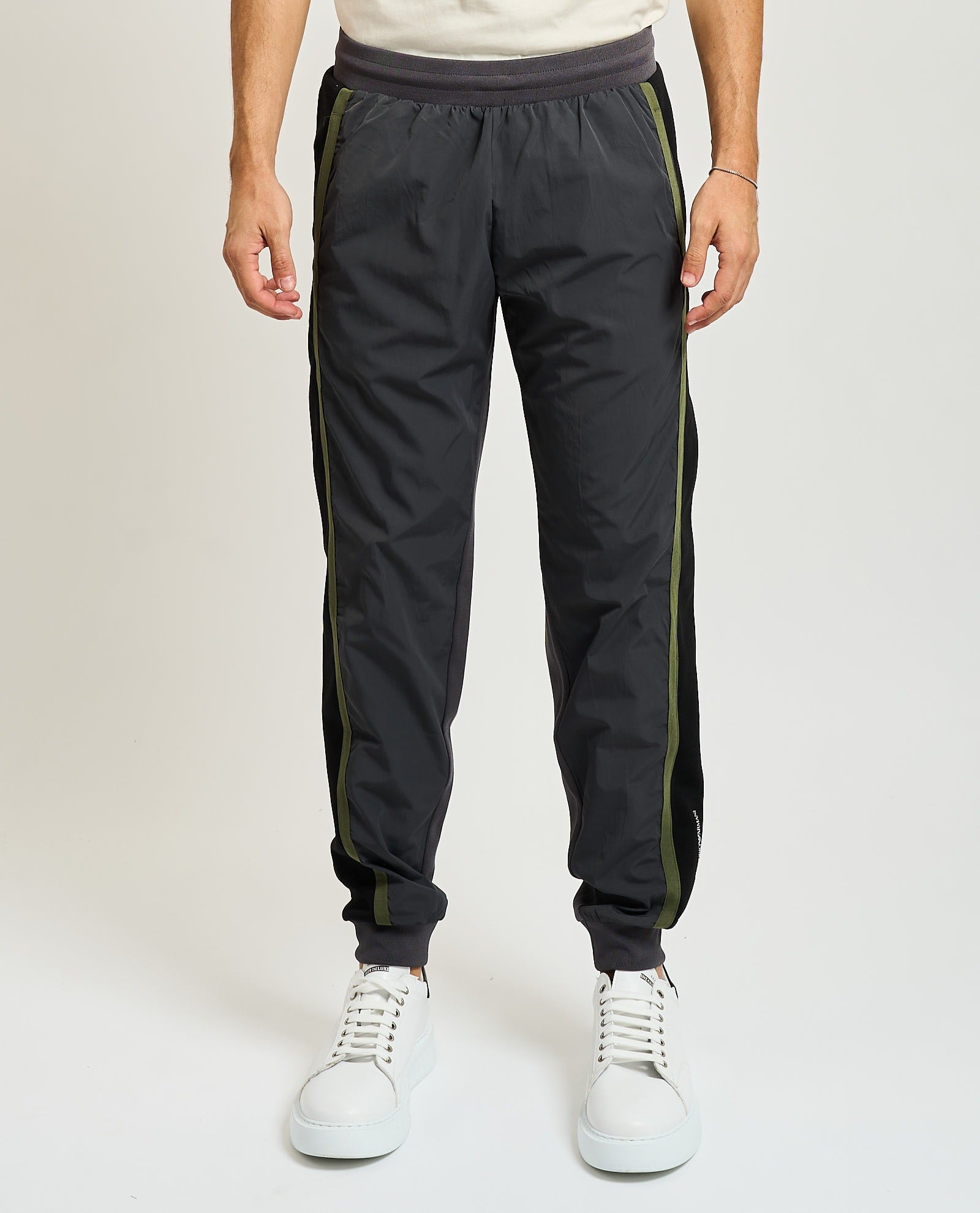 Armani EA7 Pantaloni jogger Athletic Colour Block in Nylon e Misto Viscosa Grigio