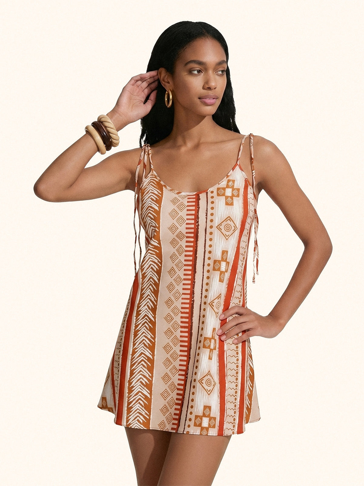Me fui Vestito Corto Arancione Beige