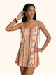 Me fui Vestito Corto Arancione Beige