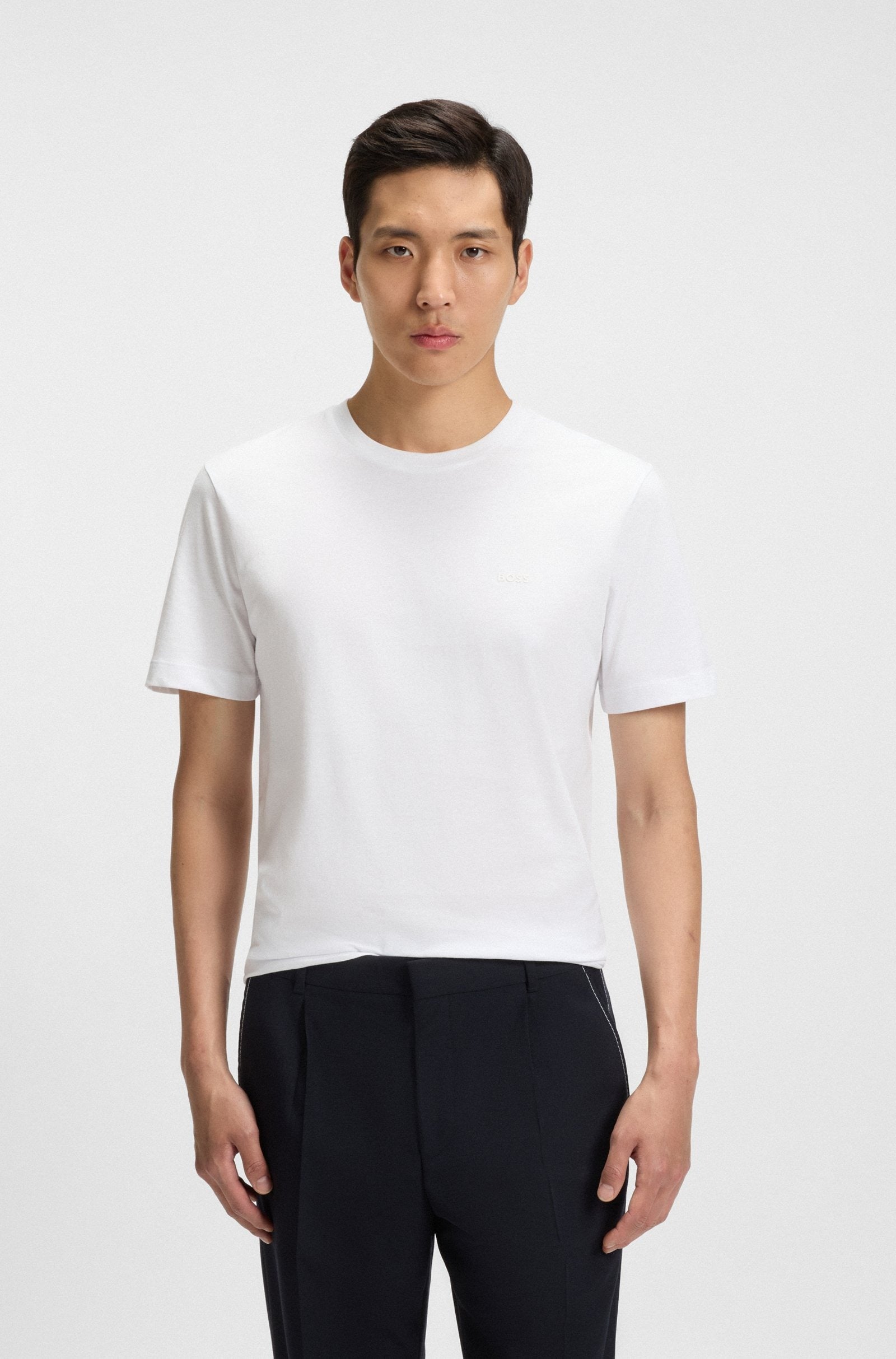 Boss T-shirt in Jersey di Cotone con Logo