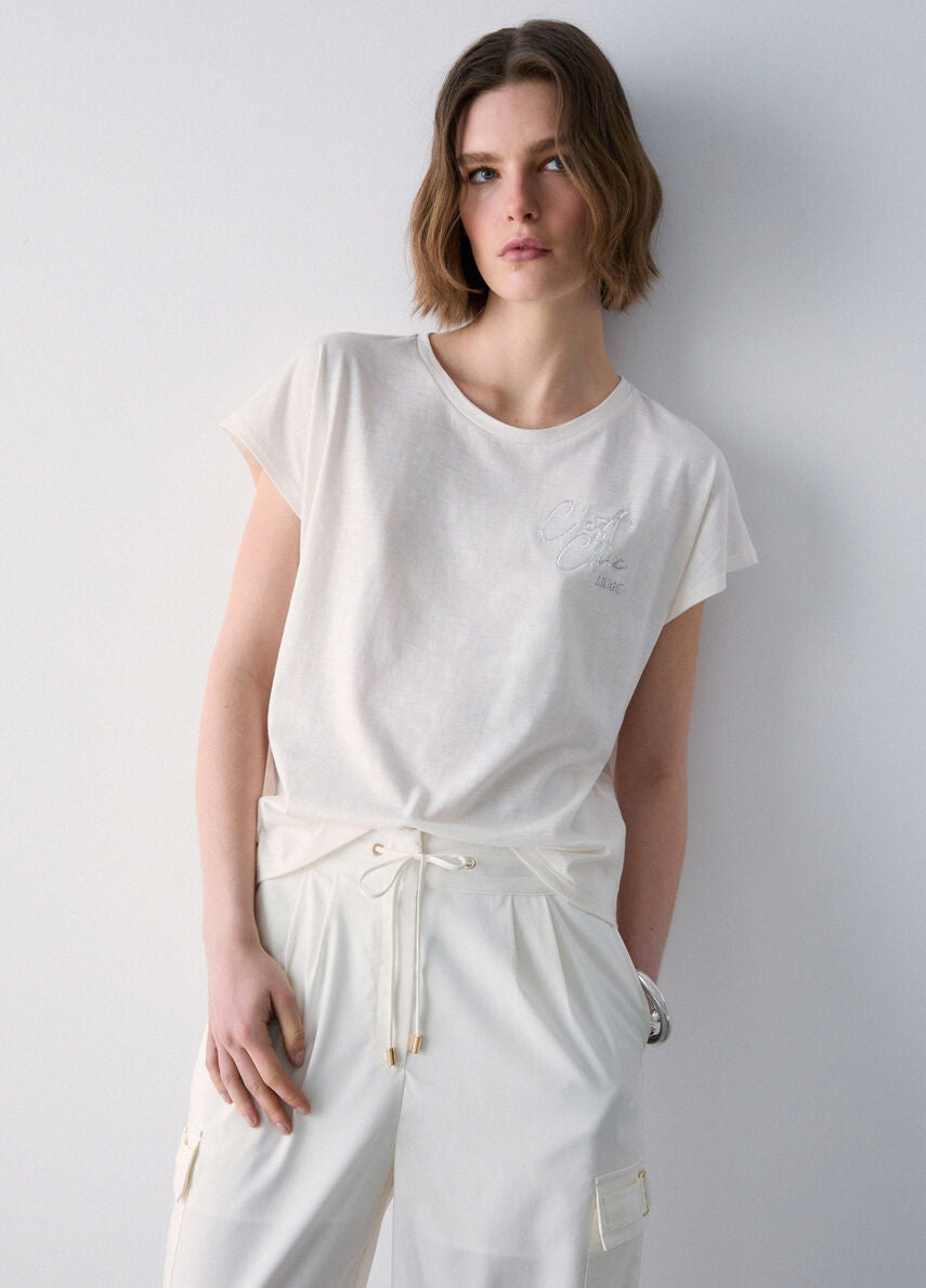 Liu Jo T-shirt con Strass 
Verde