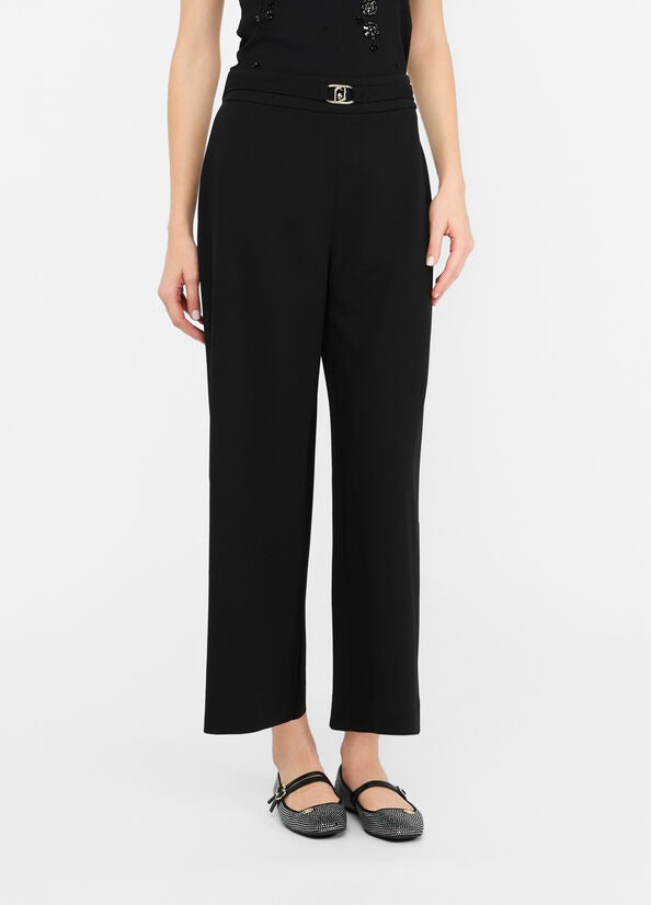 Liu Jo Pantalone Cropped con Cintura Nero