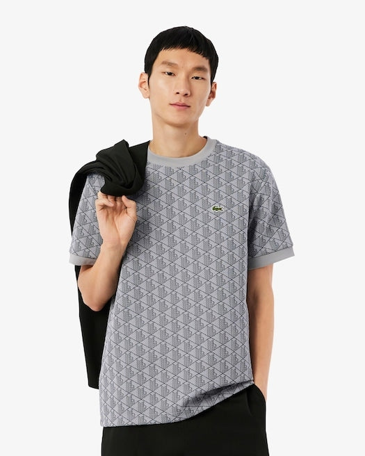 Lacoste T-shirt Slim Fit con Monogramma Jacquard