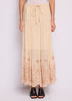 Gaudì Gonna Lunga con Voile Ricamato Beige