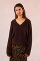 Molly Bracken Maglia Stringato con Scollo a V Marrone