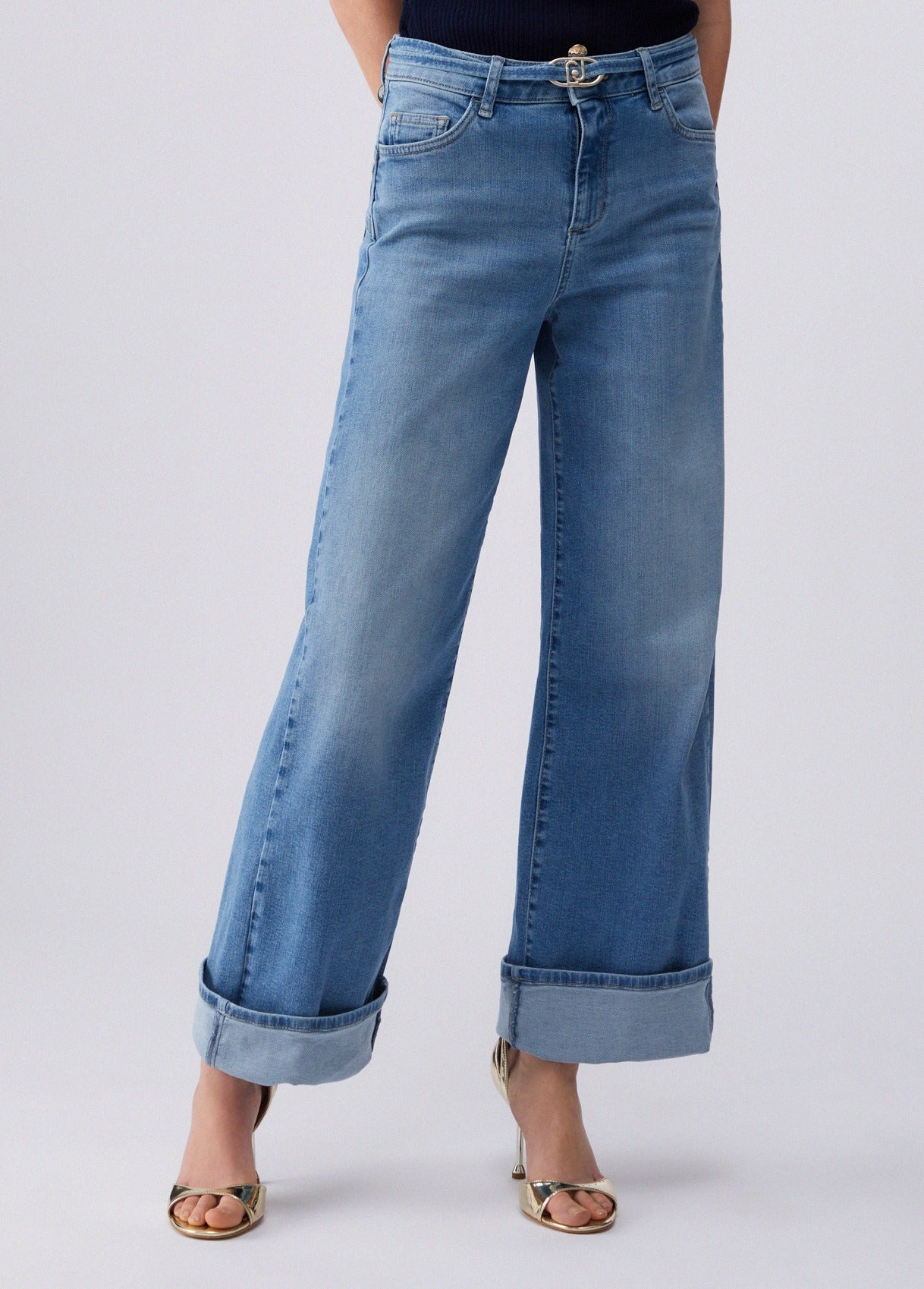 Liu Jo Jeans Flare con Risvolto Blù