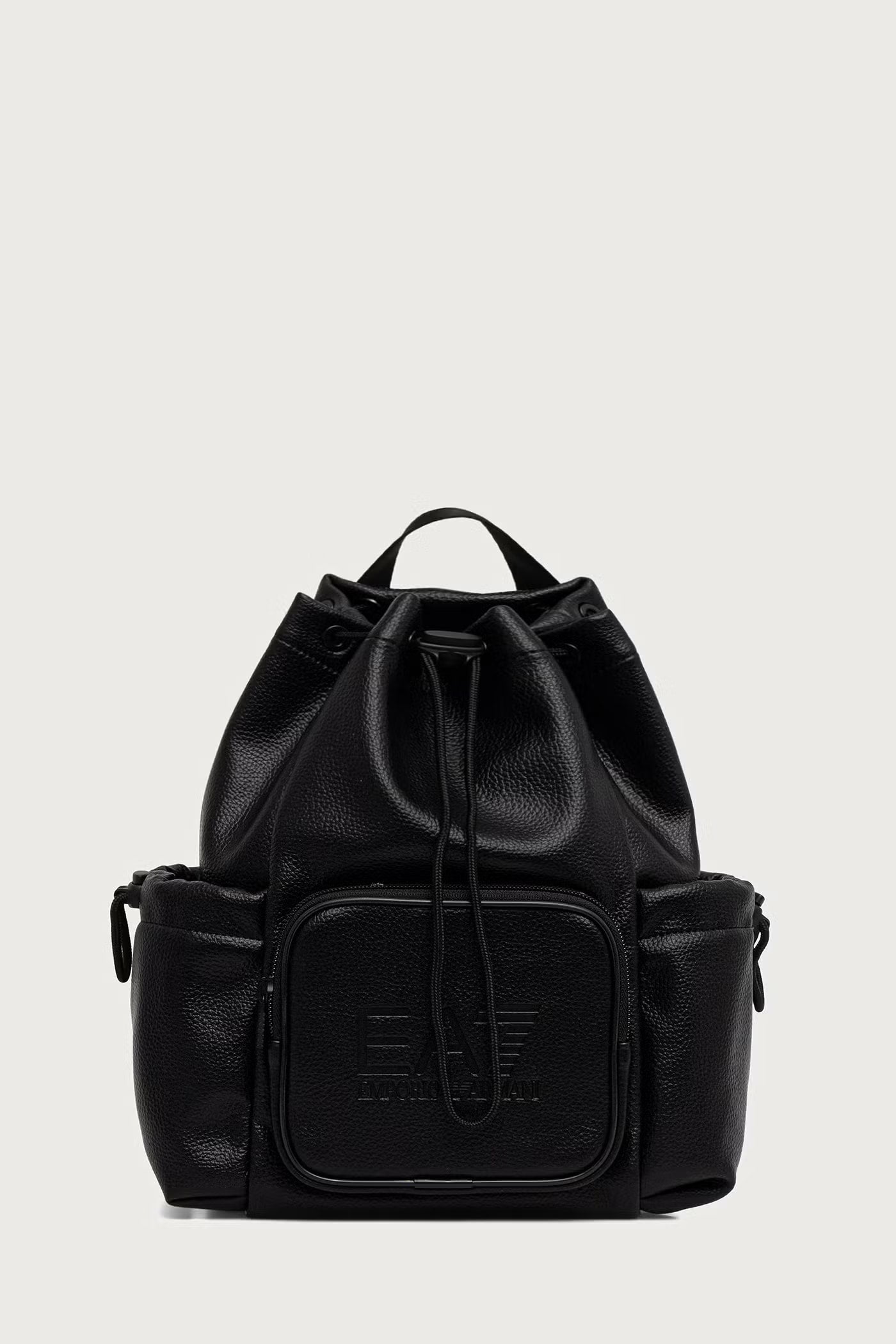 Armani EA7 Zaino con Logo in Rilievo e Chiusura con Cordino Effetto Pelle Nero